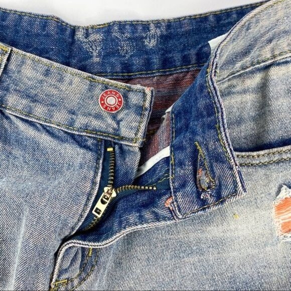 Distressed Straight Leg Light Wash Jeans‎ 31 Unisex Loose Fit Streetwear - Picture 8 of 11